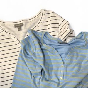 BUNDLE Women's Henley Tops (2) 3/4 sleeve PXL Black/white Blue/yellow SKU 23